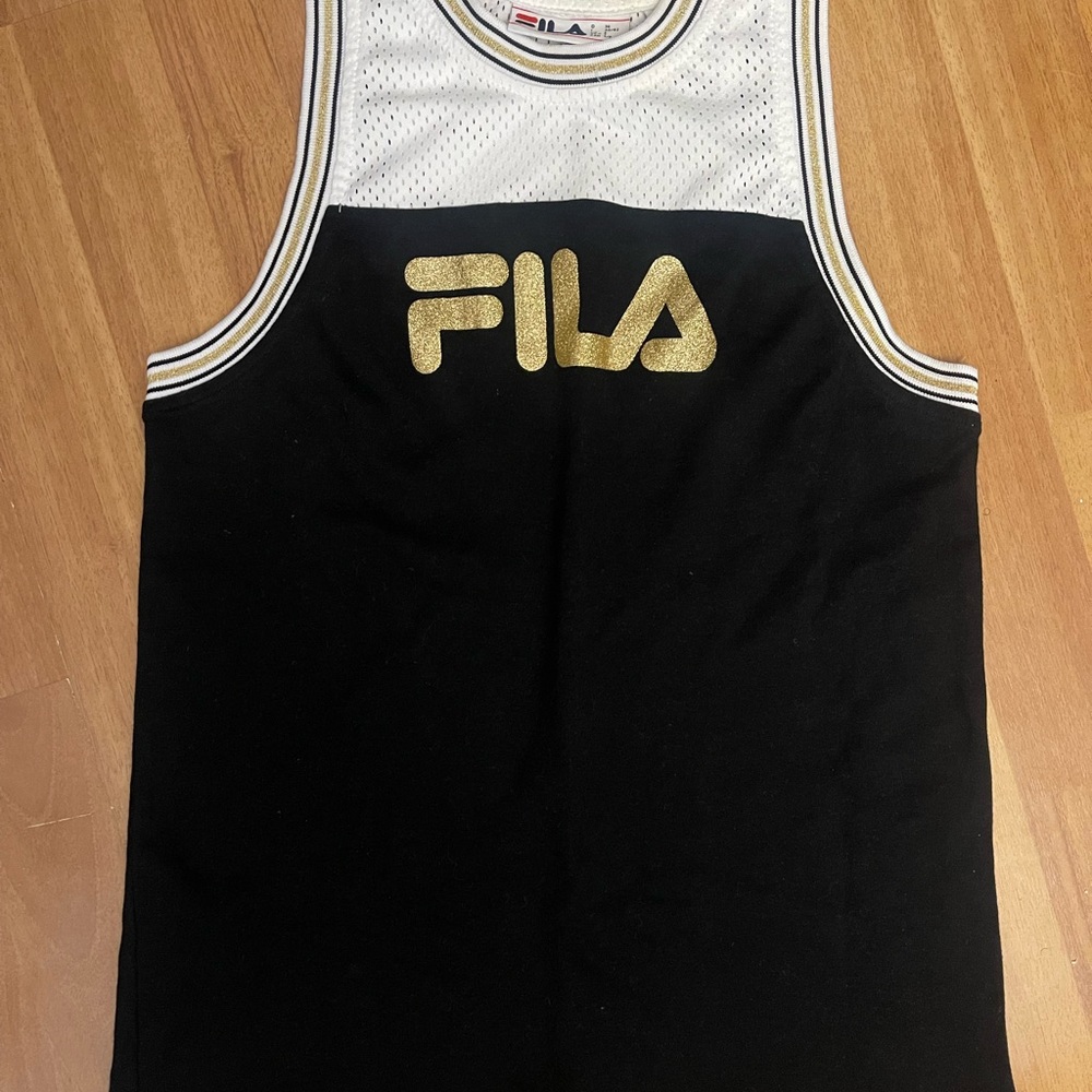 Fila Black and White Tank with Gold Accents